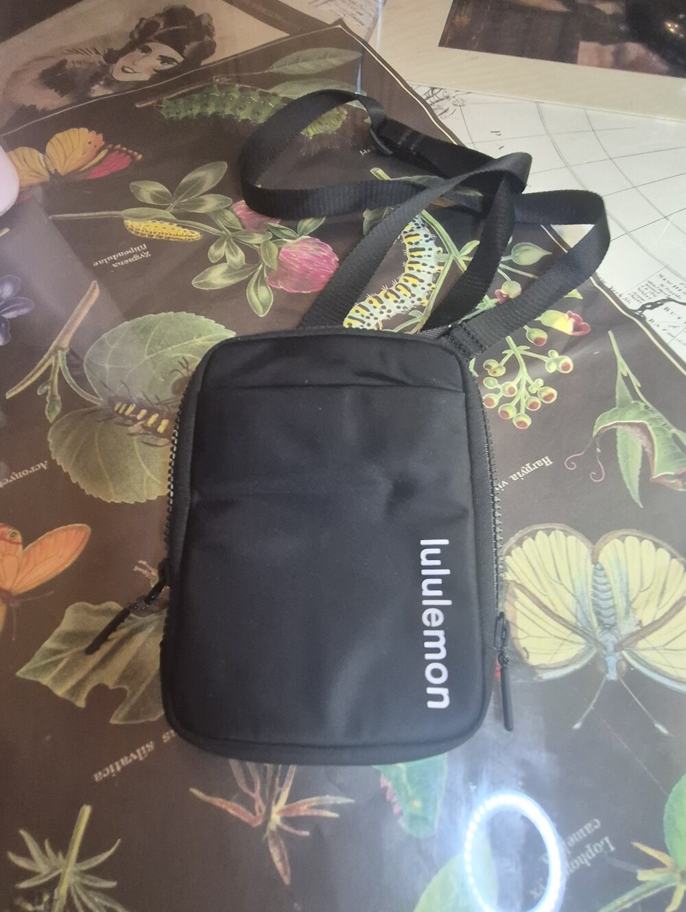 lululemon athletica Black Crossbody Phone Pouch with Vertical Logo